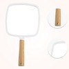 Unique Bargains Square Portable Handheld Wood Handle Vanity Cosmetic Makeup Mirror 1 Pc - 3 of 4