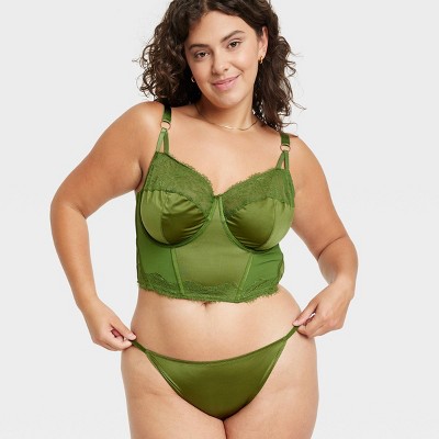 Women's Lace Lingerie Corset - Auden™ Light Forest Green, 6 of 6