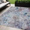 Navy Blue And Sky Blue Floral Washable Indoor Outdoor Area Rug - 2 of 4
