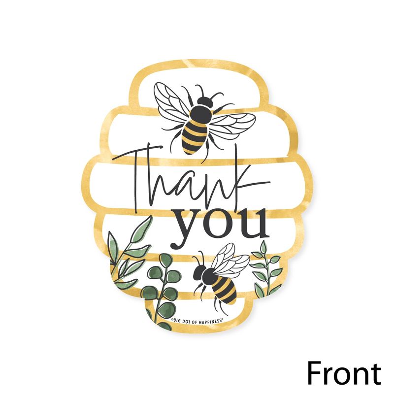 Big Dot of Happiness Little Bumblebee - Shaped Thank You Cards - Bee Baby Shower or Birthday Party Thank You Note Cards with Envelopes - Set of 12, 3 of 8