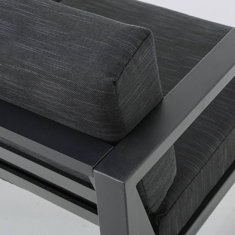 Navan 12pc Aluminum Sectional Sofa Seating Set Black/Dark Gray - Christopher Knight Home, 4 of 9