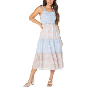 Celebrity Pink Womens Twin Printed Smocked Floral Midi Dress - 1 of 2