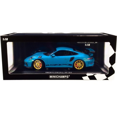 2019 Porsche 911 GT3RS (991.2) Blue with Golden Magnesium Wheels Limited Edition to 330 pcs 1/18 Diecast Model Car by Minichamps