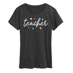 Women's - Instant Message - Teacher With Hearts Short Sleeve Graphic T-Shirt - 1 of 4