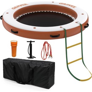 8/10FT Inflatable Floating Dock for Boats - Non-Slip EVA Platform with Mesh Swim Area & Rope Ladder - 1 of 4