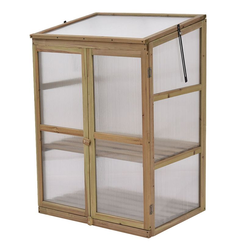 Costway Garden Portable Wooden GreenHouse Cold Frame Raised Plants Shelves Protection, 5 of 11