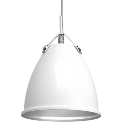 Progress Lighting Tre 1-Light Mini-Pendant, Steel, White, Parchment-Finish Glass Shade