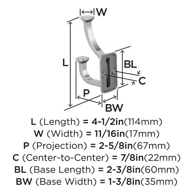 Polished Chrome Double Prong Decorative Wall Hook