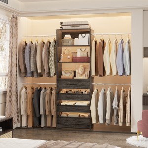 Aheaplus 4-9Ft Closet Organizer with 4 Wooden Drawers and 4 Rods - 1 of 4