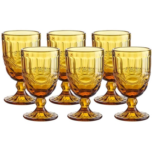 Amber Wine Glasses - Set of 6 - Clear