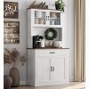 Coucheta Kitchen Pantry Cabinet with Microwave Stand & Coffee Bar,Wooden Freestanding Hutch Cabinet with Adjustable Shelves and 4 Doors, 71 Inch - 4 of 4