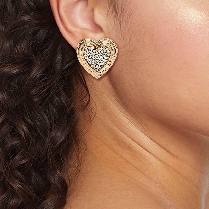 SUGARFIX by BaubleBar Crystal Heart Stud Earrings - Gold, 2 of 6