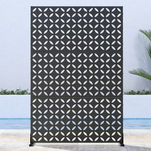 SpassWay 47" x 72" White Metal Garden Trellis Privacy Screen Indoor Outdoor Room Divider Lattice Panel - 1 of 4