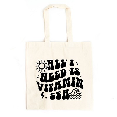 City Creek Prints Vitamin Sea Canvas Tote Bag - 15x16 - Natural