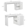 Vynxaria 180° Rotating L Shaped Computer Desk - White, Storage Shelves/Drawer/Cabinet, 46"Wx15.75"Dx29.25"H (Table), 31.5"Wx13.75"Dx28"H (Bookcase) - 4 of 4