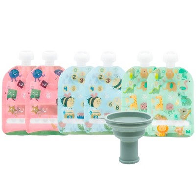 WeeSprout Double Zipper Reusable Food Pouches for Babies & Toddlers, 6-Pack