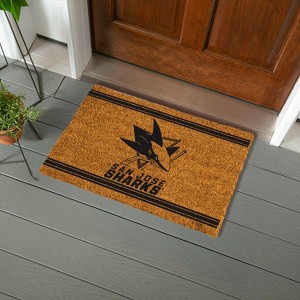 Evergreen San Jose Sharks Logo Natural Coir 28 x 16 Inches Indoor Outdoor Doormat - 1 of 4
