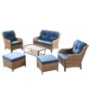 Gymojoy 6 Piece Outdoor Wicker Loveseat Sofa with Patio Chairs with Coffee Table and Ottoman Sets - 2 of 4