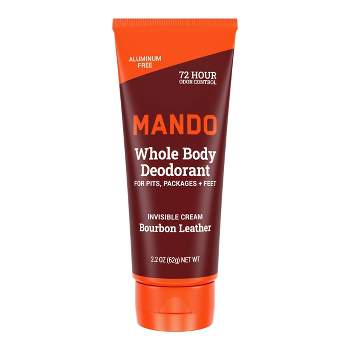 Mando Whole Body Deodorant - Men’s Aluminum-Free Invisible Cream Deodorant - Bourbon Leather - 2.2oz