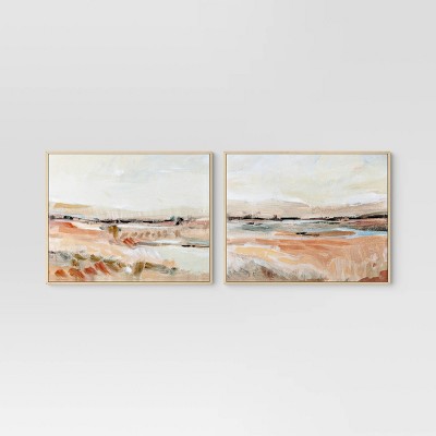 30 X 24 2pk Marble Framed Printed Canvases Black/tan - Threshold