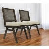 HomeRoots Set of Two Dark Brown And Gray Wood Cane And Upholstery Dining Side Chairs - 2 of 4