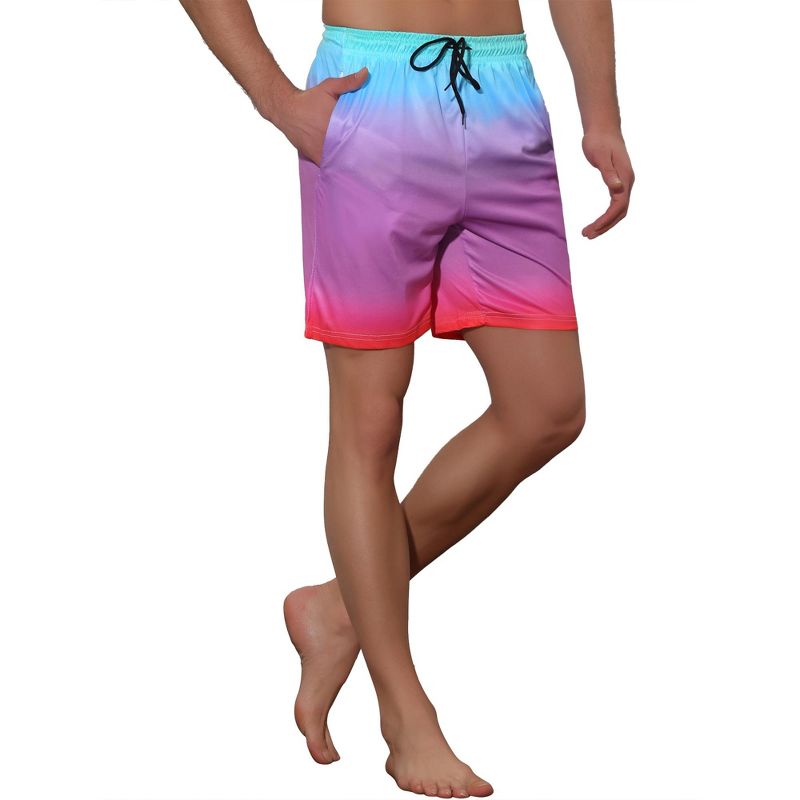 Lars Amadeus Men's Contrasting Colors Patterned Beach Swimming Board Shorts, 4 of 6