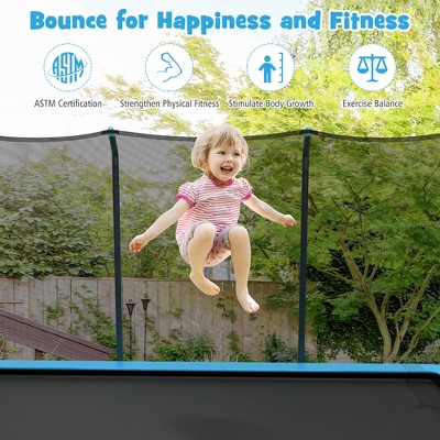 8x14 FT Blue Rectangular Trampoline with Safety Enclosure