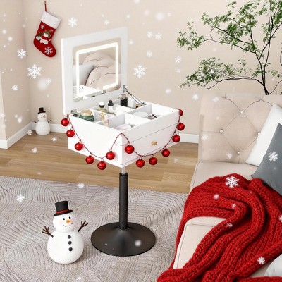 ELECWISH Vanity Tables, Rotating 3 in 1 Flip Top Adjustable Small Makeup Vanity Desk with Mirror and Lights for Bedroom