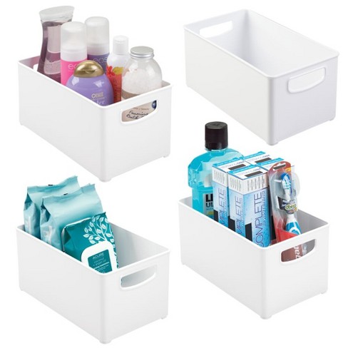Mdesign Plastic Bathroom Organizer Bin, Adhesive Mount For Wall, 2 Pack,  Clear : Target