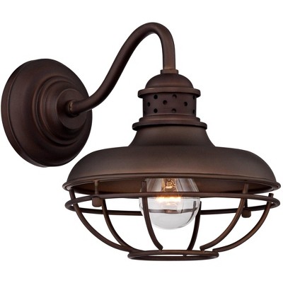 Franklin Park Bronze 9" Industrial Outdoor Wall Lights Set of 2
