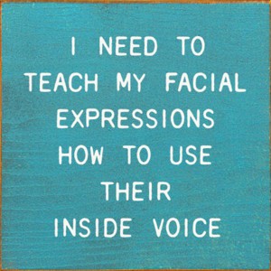 Slickblue Funny Facial Expression Wood Sign – Inside Voice Quote – 7x7 Rustic Wall Decor, Color Options - 1 of 3