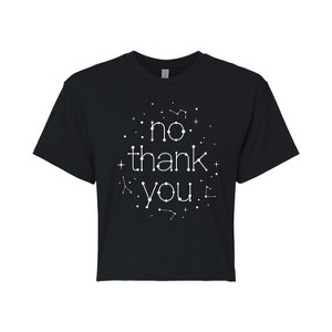 Women's - Instant Message - No Thank You Celestial Stars Constellation Cropped Graphic T-Shirt - 1 of 4