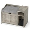 Litter Box Enclosure, Wooden Metal Frame Hidden Litter Box Cabinet with Storage - 2 of 4