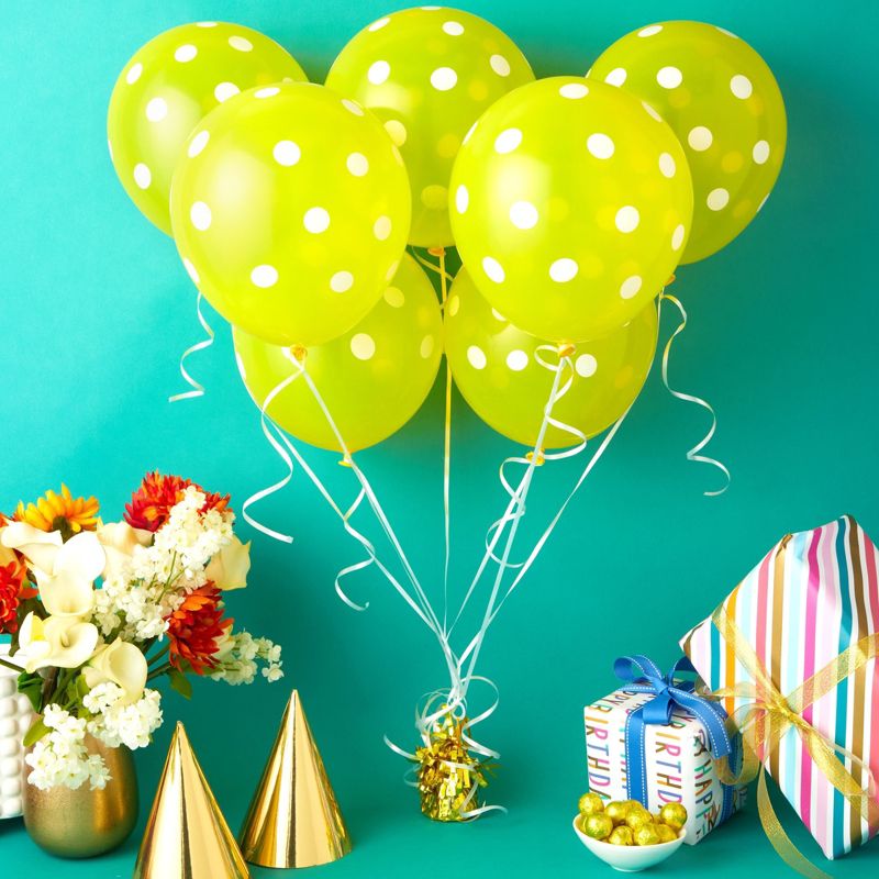 Blue Panda 50 Pack Yellow Polka Dot Balloons for Birthday Party with Gold Weight, String, 2 of 8
