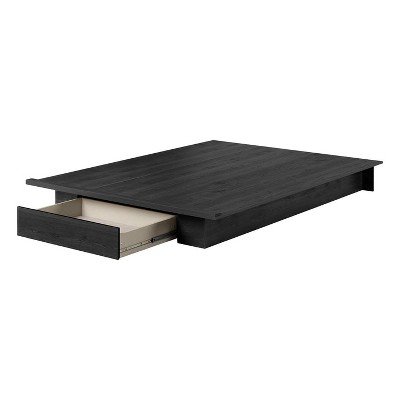 HomeStock Platform Bed with Drawer Weathered Oak Holland