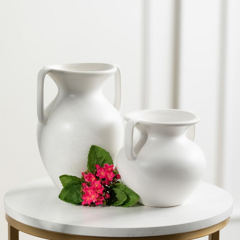 Sullivans Bisque Ceramic Handled Ceramic Urn Set of 2, 9"H & 6"H White, 3 of 6