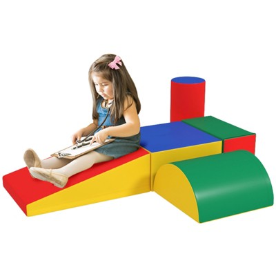 VisioGear 5-Piece Climb and Crawl Activity Play Set, Baby Soft Play Set, Foam Climbing Blocks for Toddlers, Multicolor, 16"*16"*8"