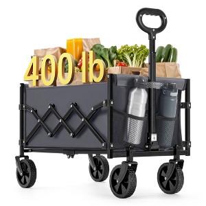 SONGMICS Folding Wagon, Portable Wagon Collapsible with Wheeels, Utility Pull Wagon, Camp Garden Cart with Handle, Loads Up to 400 lb - 1 of 4