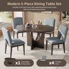 Modern 5-Piece Extendable Round Dining Table Set with Removable 16.2" Leaf & 4 Upholstered Chairs, Perfect for Small Spaces and Dining Room - 3 of 4