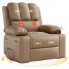 TackView 360° Swivel Oversized PU Leather Rocking Recliner Sofa with Heat & Massage – Nursery Rocker with Recline Pull Handle - 2 of 4