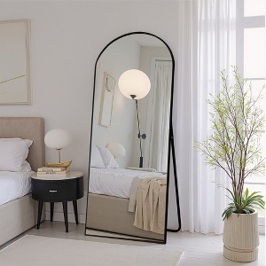 VYNXARIA 57"x20" Black Arched Full-Length Mirror - Wall-Mountable or Freestanding - 1 of 4
