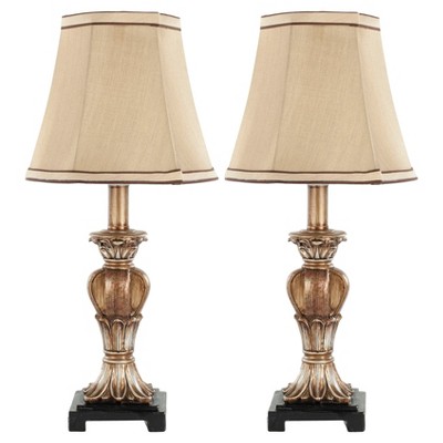 (Set of 2) 17" Gabriella Mini Urn Lamp (Includes CFL Light Bulb) Gold - Safavieh