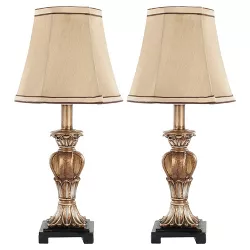 (Set of 2) 17" Gabriella Mini Urn Lamp (Includes CFL Light Bulb) Gold - Safavieh