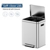 Stainless Steel Trash Can, Double Sorting Bin with Soft Close Lids, Removable Inner Bucket and Foot Pedal, for Kitchen, Office - 2 of 4