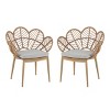 Set of 2 Rattan Patio Chairs with Cushions,Outdoor Wicker Arm Chairs with Teak Legs,Garden Lounge Chair for UV Resistant Seating-Koiai - 3 of 4