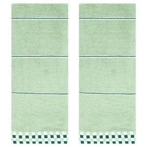 REGALWOVEN Striped Checked Print Absorbent Soft Decorative Bathroom Hand Towel 14 x 30 Inch - 1 of 4