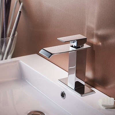 Polished Chrome Single-Handle Waterfall Bathroom Faucet
