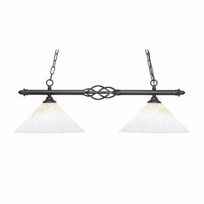 Toltec Lighting Elegante 2 - Light Island Pendant Light in  Dark Granite with 12" Gold Ice Shade