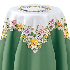 Collections Etc Colorful Pansies Table Topper - 1 of 3