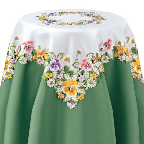 Collections Etc Colorful Pansies Table Topper - image 1 of 3